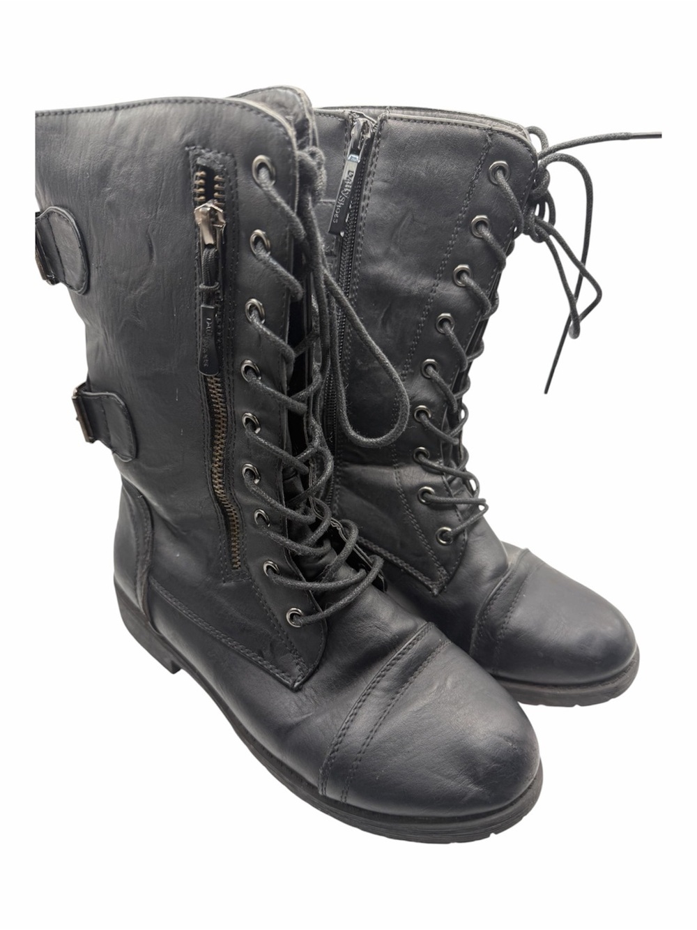 Daily Shoes Hidden Pocket Lace-Up Combat Boots High Quality Riding Size 6 Biker